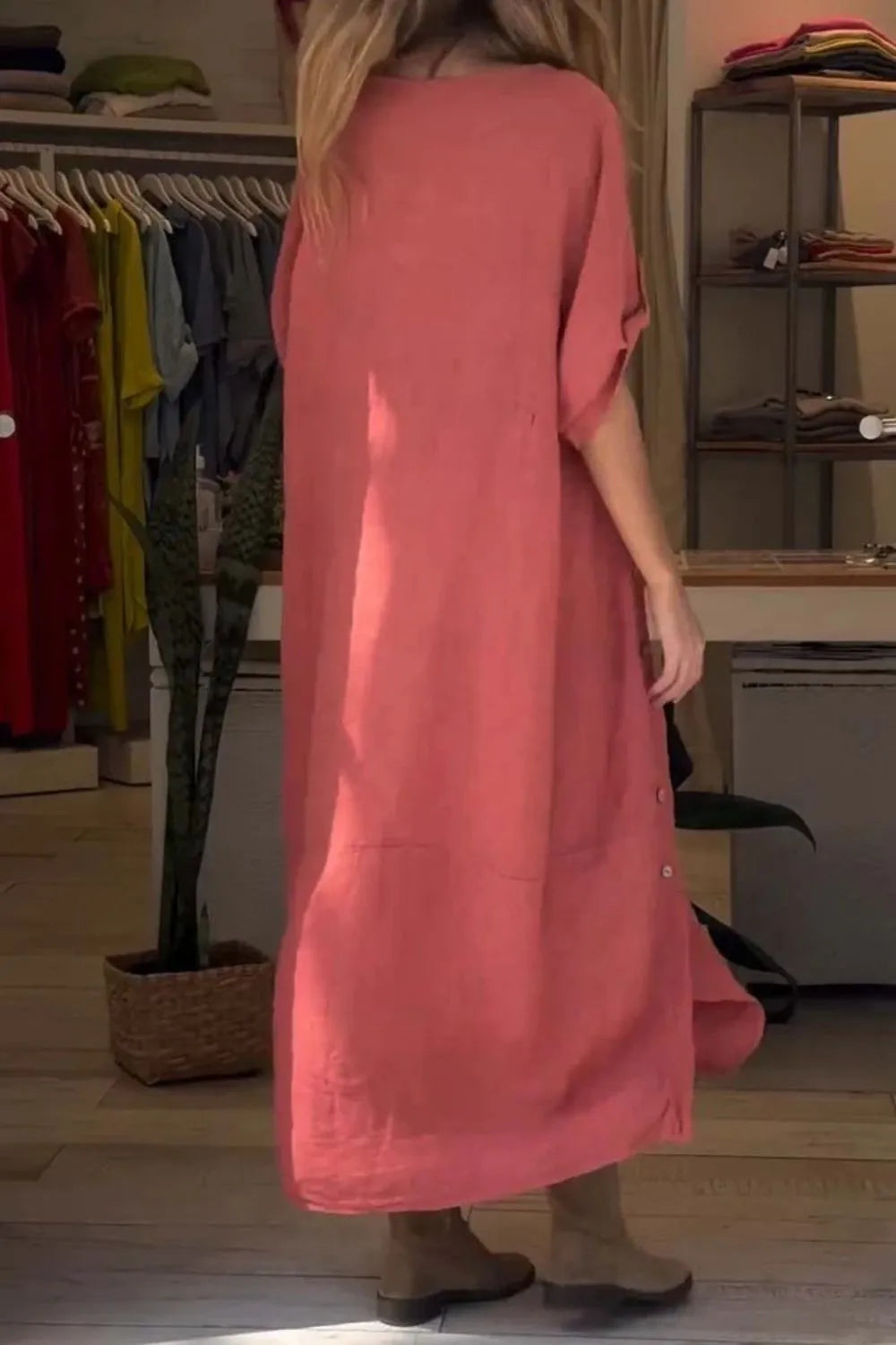 Size Relaxed Fit Short Sleeves Dress Plus Size DJPT