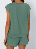 Neck Cap Sleeve Top and Shorts Set DJPT