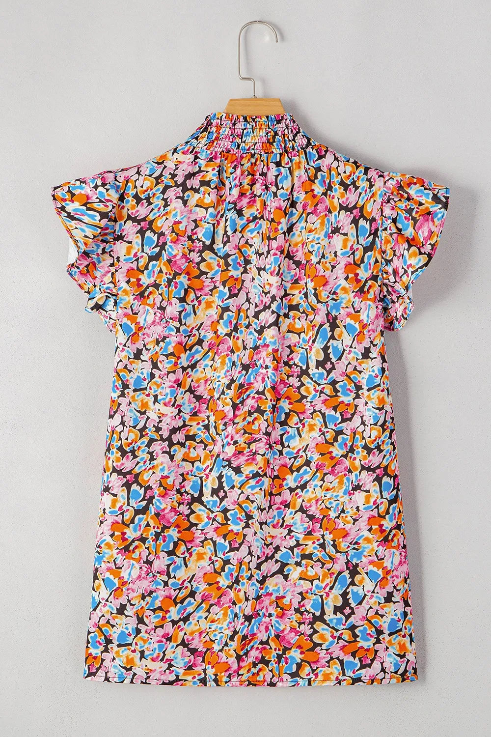 Print Flutter Sleeve Blouse Top DJPT