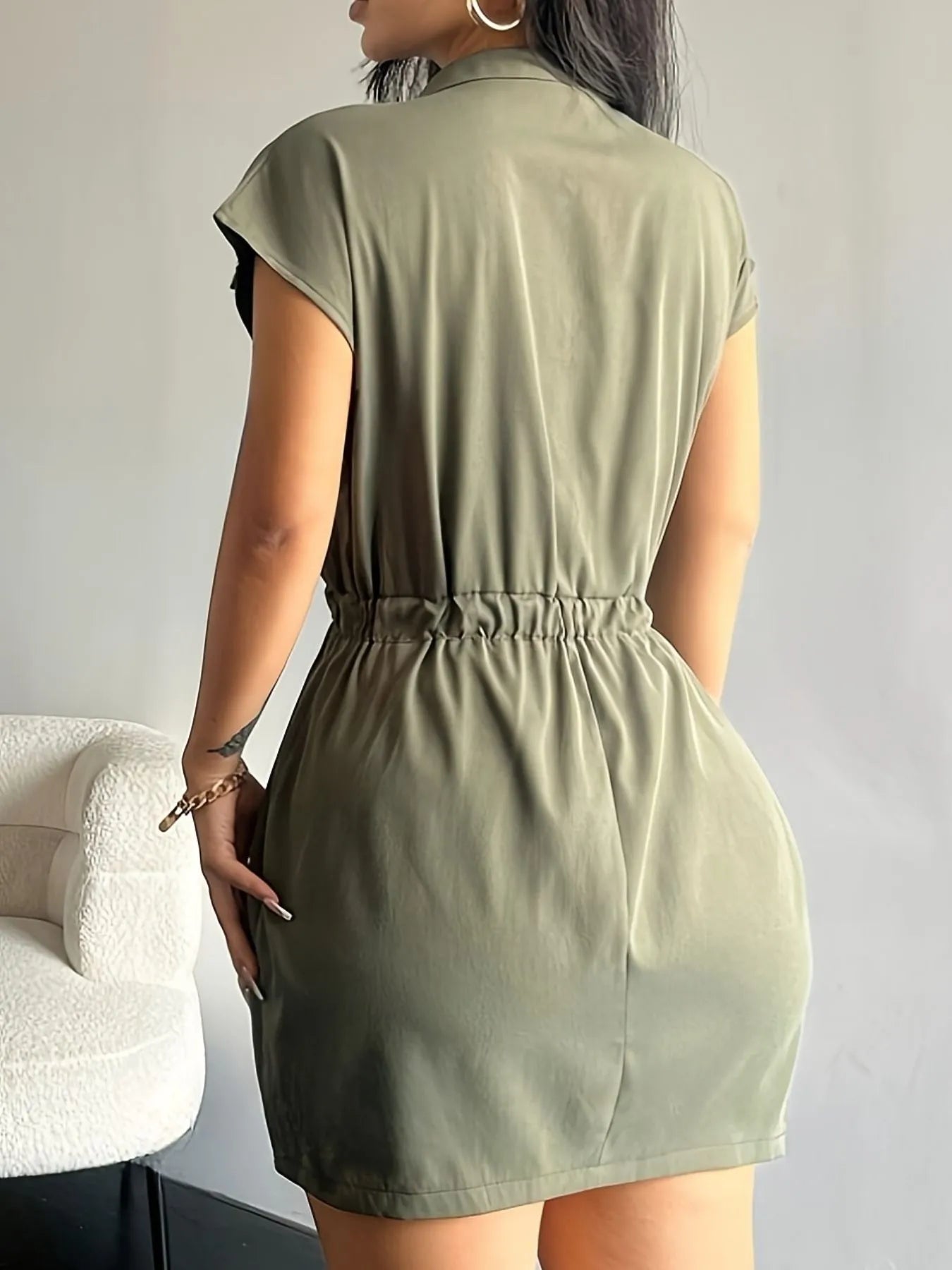 Front Short Sleeve Mini Dress DJPT