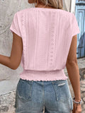 V-Neck Short Sleeve Blouse DJPT