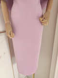 A line Off The Shoulder Lilac Vacation Dress Satin Women Dresses SD172