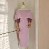 A line Off The Shoulder Lilac Vacation Dress Satin Women Dresses SD172