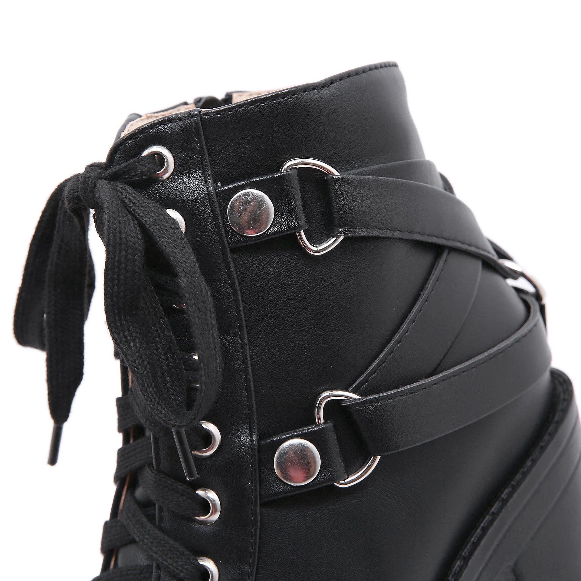 Autumn And Winter Large Size New Strap Thick-Soled Waterproof Table Women's Shoes Thick High Heel Short Boots High Quality Shoes