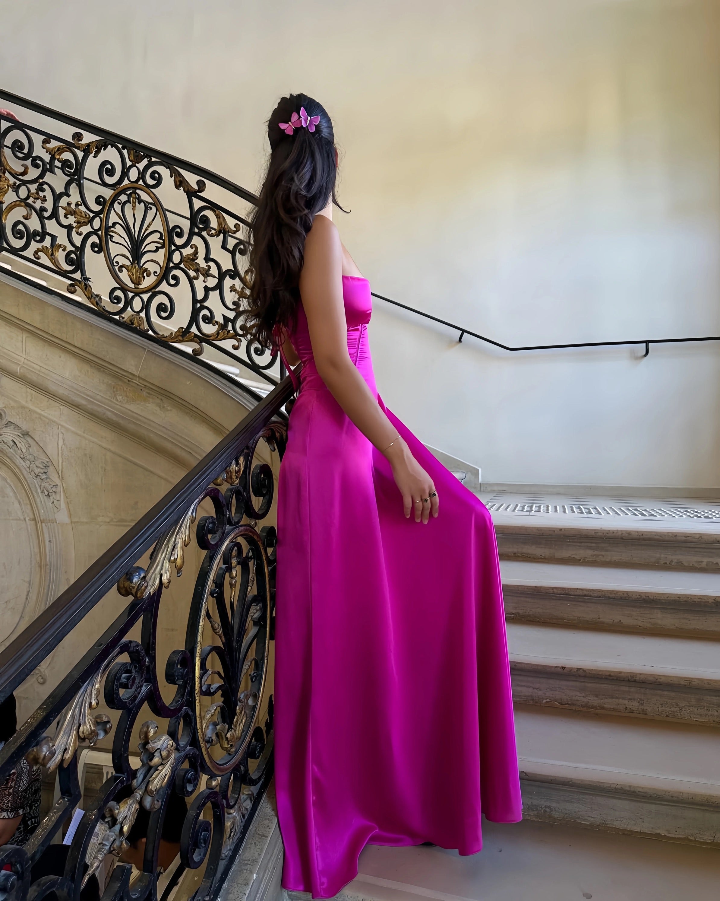 A line Spaghetti Straps Pink Satin Long Party Dresses Prom Dresses SD2705 HZ0628