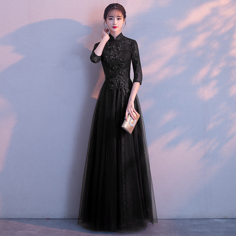 Evening Dress 2025 Spring New Moderator Elegant Atmosphere Princess Party Slimming Dress