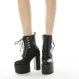 Autumn And Winter New Products In Front Of The High-Heet Thick-Bottom Waterproof Martin Boots Side Zipper Coarse And Short Boots High Quality Shoes