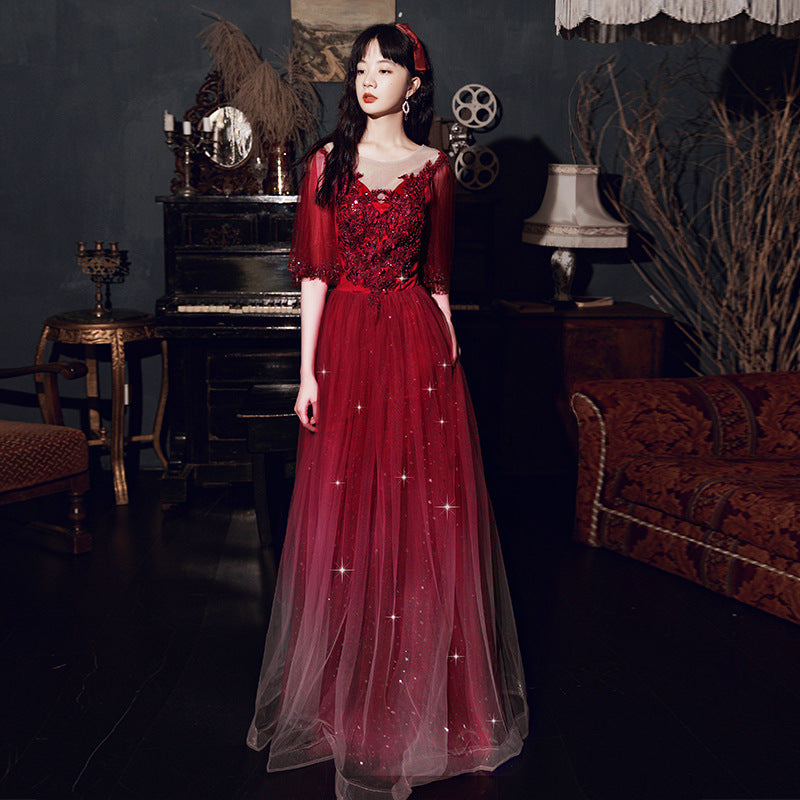 Dress Women 2025 New Banquet Temperament Art Exam Black Annual Banquet Dress Birthday Party Dress