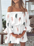 Size Floral Off-Shoulder Flounce Sleeve Mini Dress Plus Size DJPT