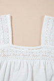 Lace Patchwork Square Neck Short Sleeve Blouse DJPT