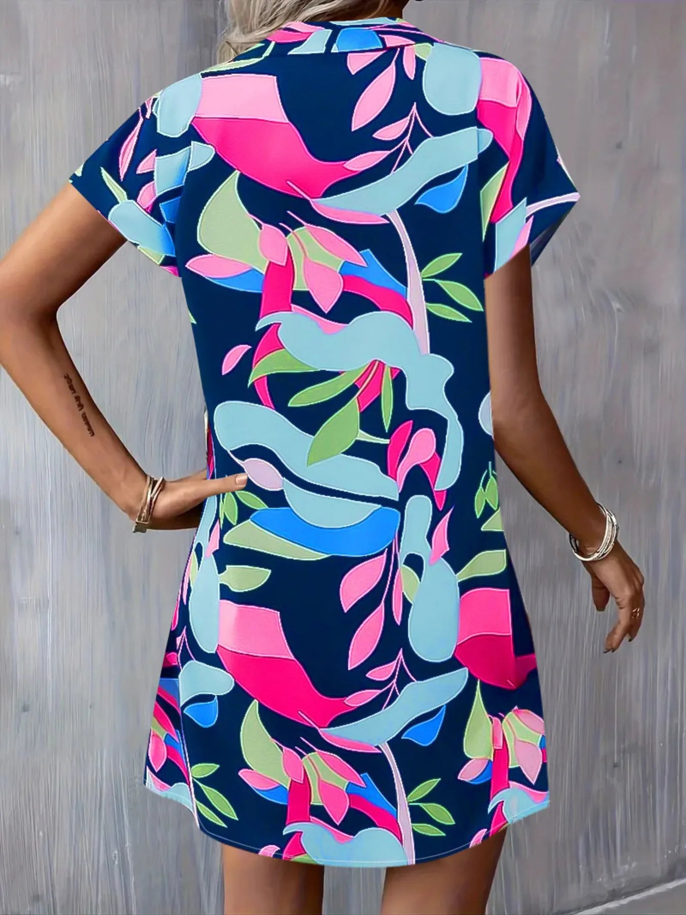 Button Down Short Sleeve Dress DJPT