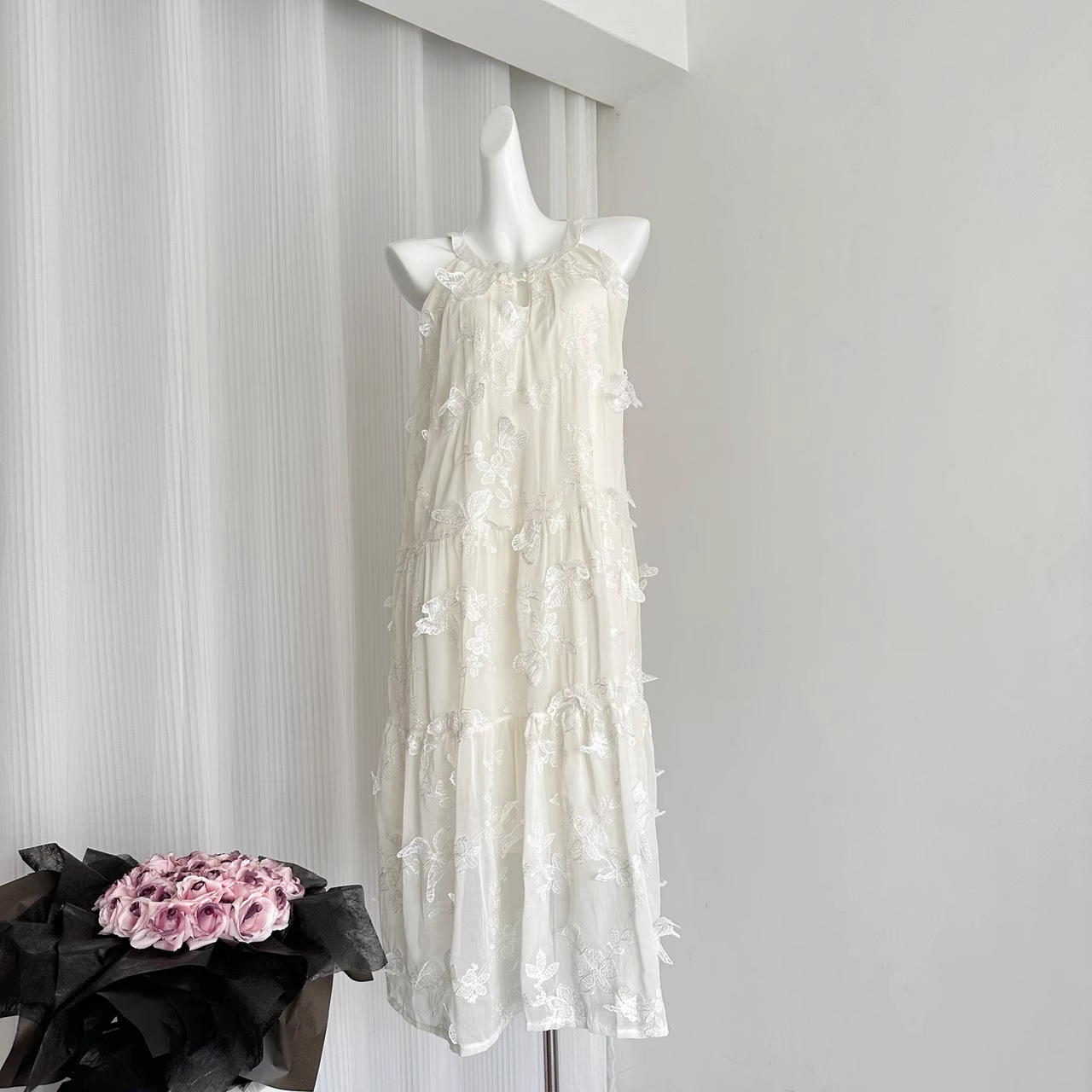 A line Halter Ivory Lace Dress Holiday Dresses SD318