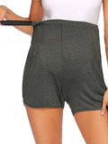 Solid Color Over The Belly Side Slits Pockets High Waisted Workout Cozy Pants Casual Maternity Shorts Maternity