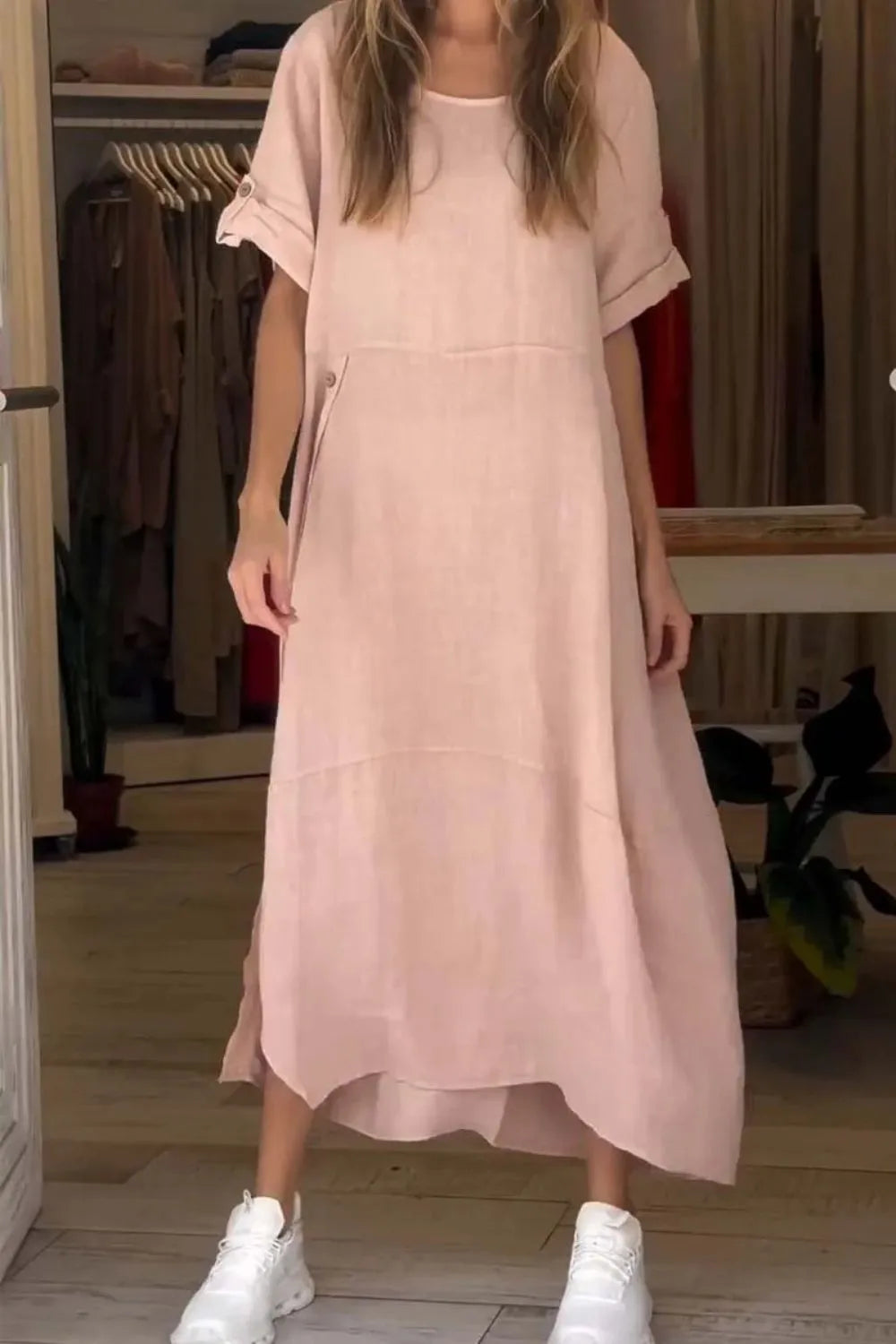 Size Relaxed Fit Short Sleeves Dress Plus Size DJPT