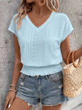 V-Neck Short Sleeve Blouse DJPT
