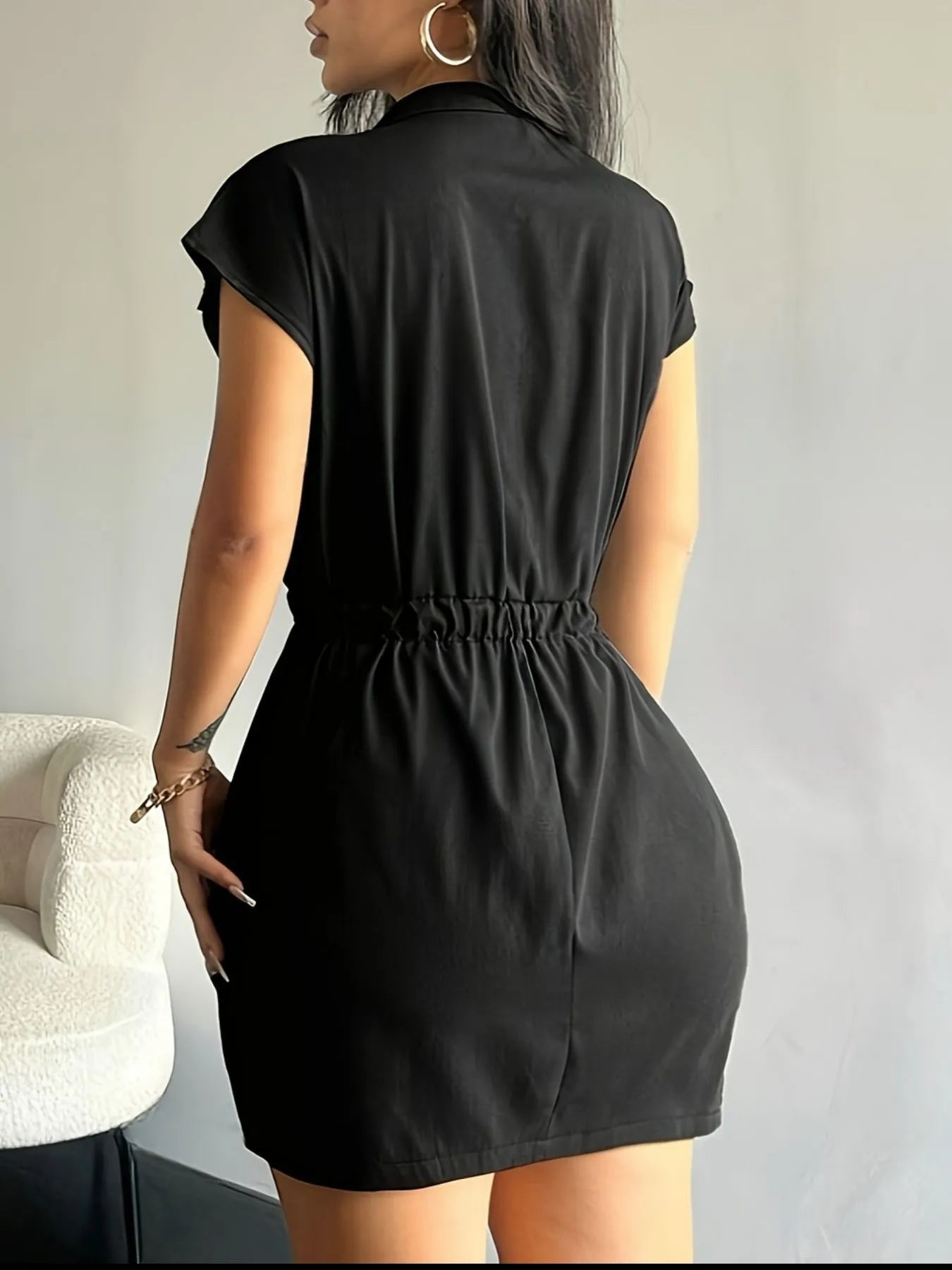Front Short Sleeve Mini Dress DJPT