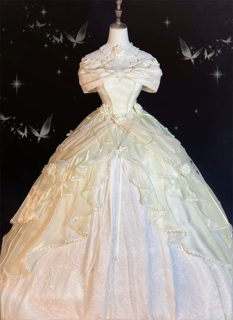 Ball Gown Sweetheart Satin Short Sleeves Long Evening Gown Prom Dresses SD1433 HZ0628