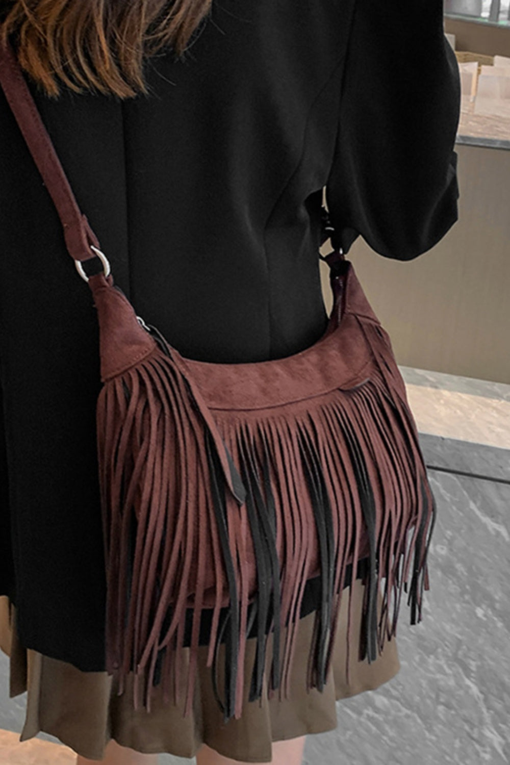 Fringe Adjustable Strap Shoulder Bag DJPT