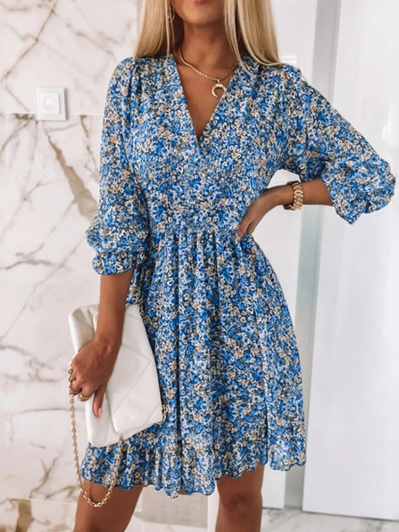 Size Ruffled Hem Floral Dress Plus Size DJPT
