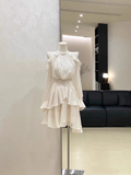 A line High Neckline Ruffled Cake Dress Short Women's Long Sleeve Women Dresses SD181