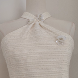 A line Halter White Satin Short Homecoming Dresses Birthday Outfits SD403