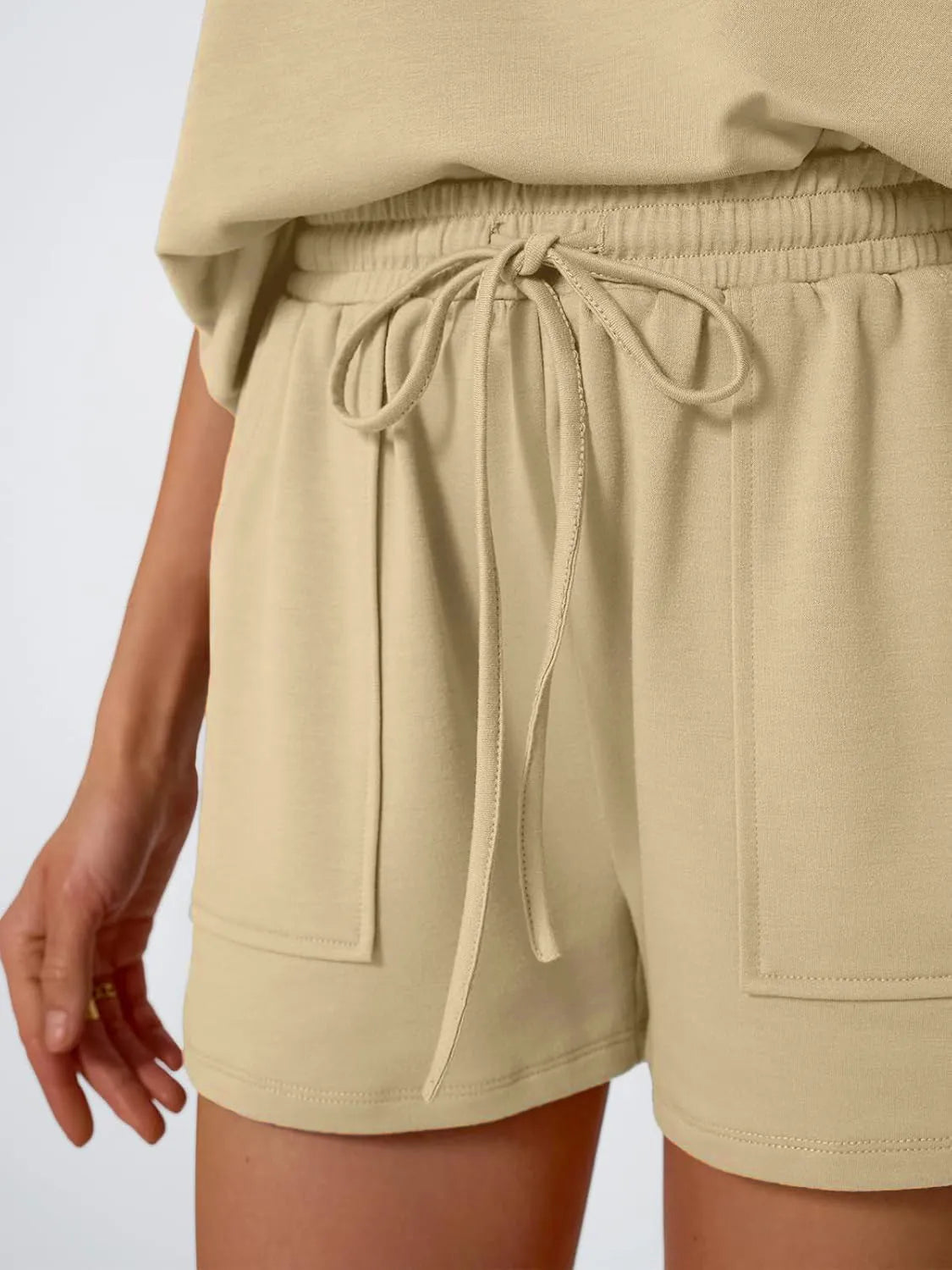 Neck Cap Sleeve Top and Shorts Set DJPT