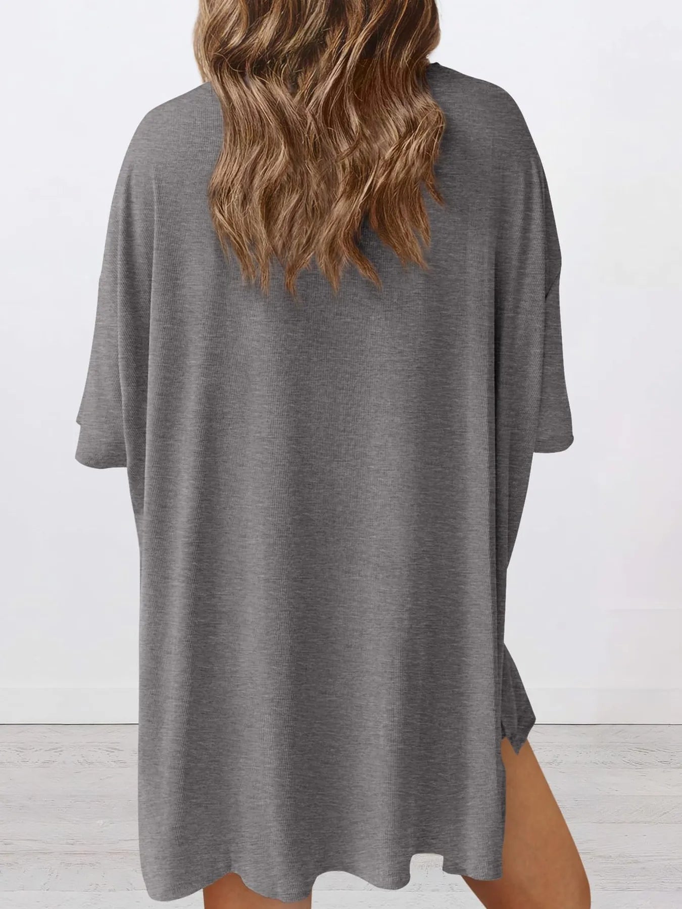 Size Oversized Slit Round Neck Top and Shorts Lounge Set Plus Size DJPT