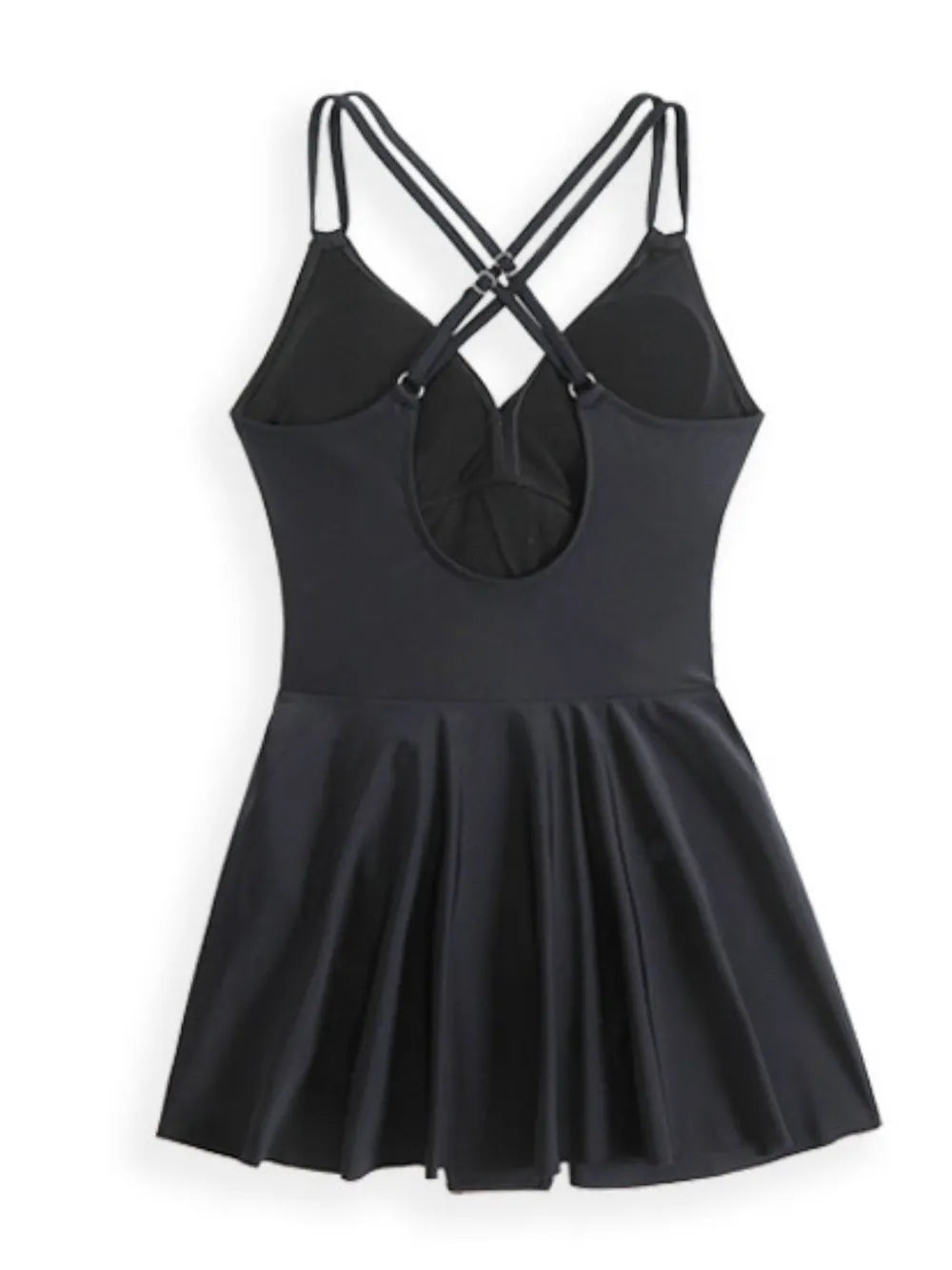Front Crisscross Double Spaghetti Strap One-Piece Swimwear DJPT