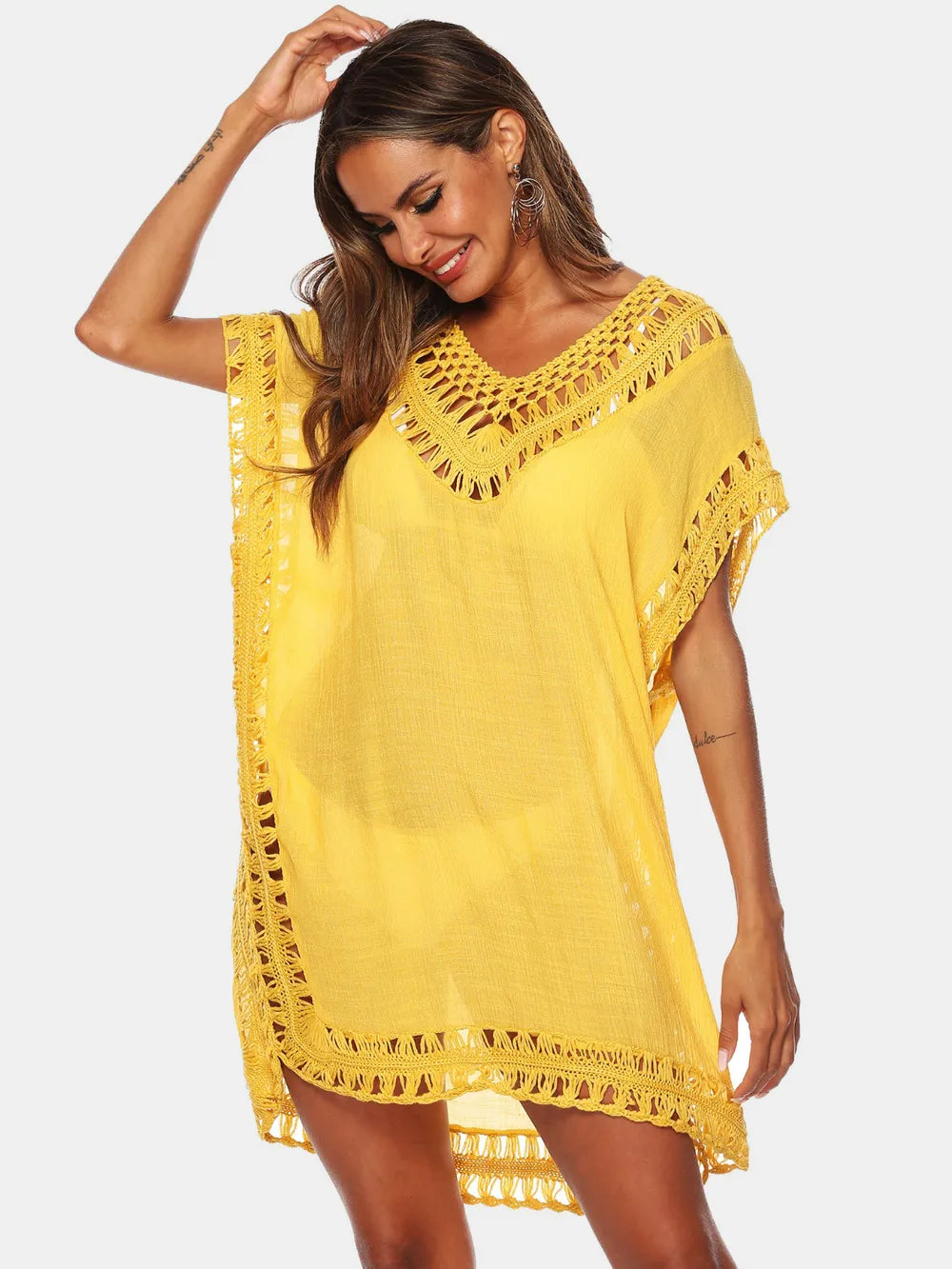 V-Neck Short Sleeve Cover-Up DJPT