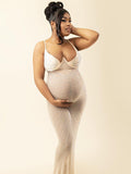 Apricot Mesh Rhinestone Spaghetti Strap Mermaid Cami Evening Gown Elegant Maternity Club Photoshoot Maxi Dress Maternity