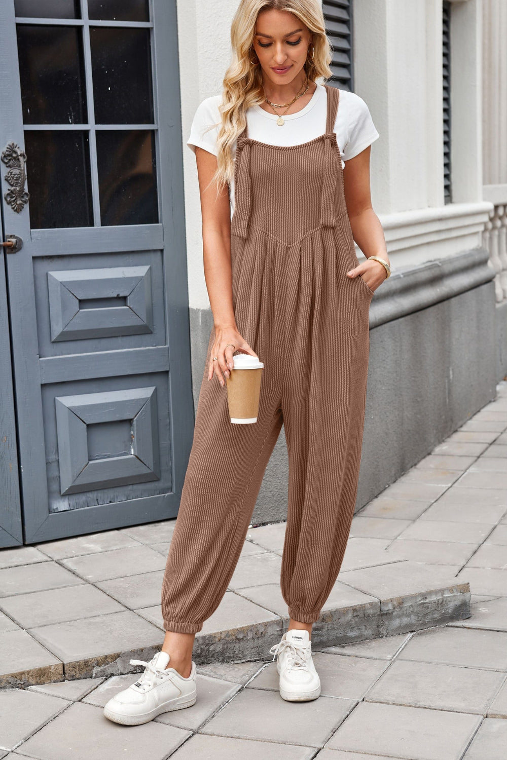 Knotted Strap Overalls with Pockets DJPT