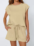 Neck Cap Sleeve Top and Shorts Set DJPT