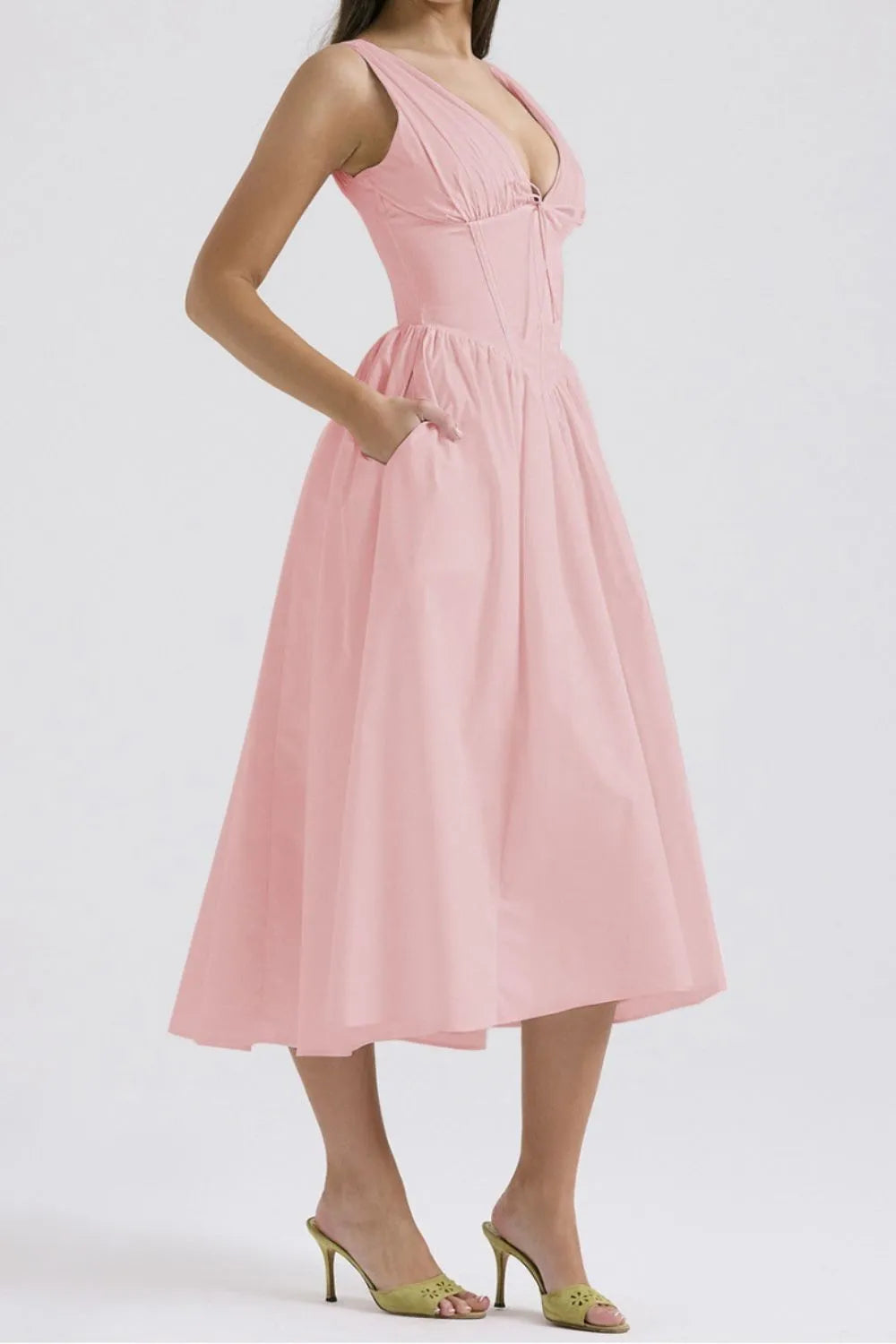 V-Neck Sleeveless Dress with Pockets DJPT