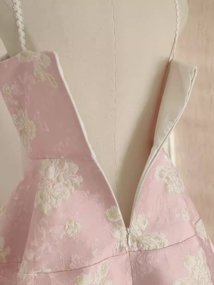 A line Spaghetti Straps Pink Satin Holiday Dresses Short Birthday Dress SD167