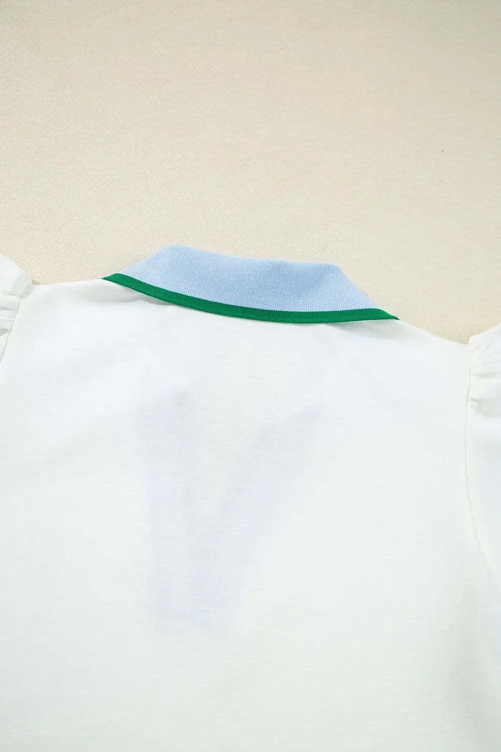 Ruffled Sleeve Collared V Neck Blouse DJPT