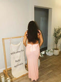Solid Color Bow Tank Backless Mermaid Elegant Cocktail Party Maternity Baby Shower Maxi Dress Maternity