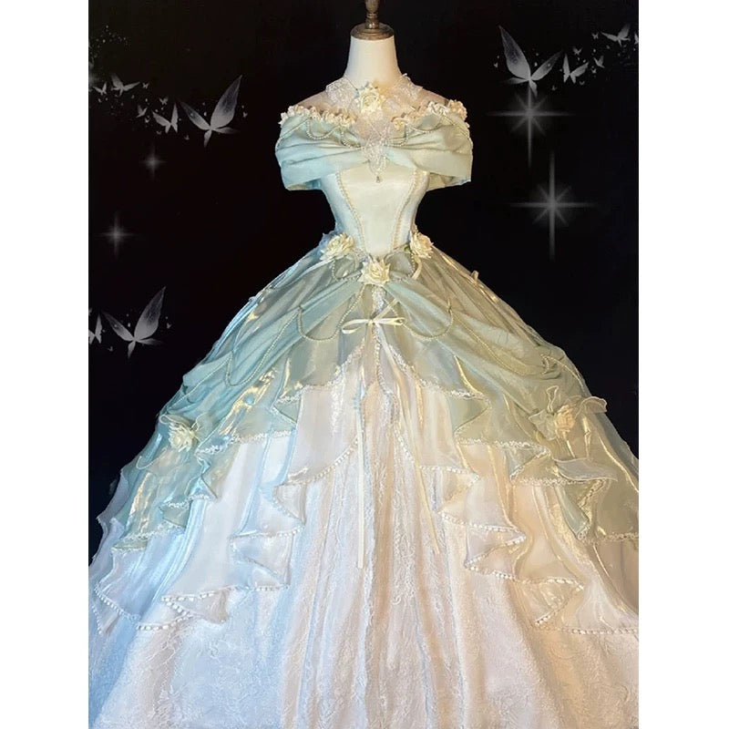 Ball Gown Sweetheart Satin Short Sleeves Long Evening Gown Prom Dresses SD1433 HZ0628