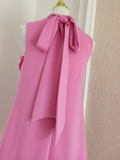 A line High Neckline Pink Satin Short Homecoming Dresses Birthday Outfits SD368 HZ0628