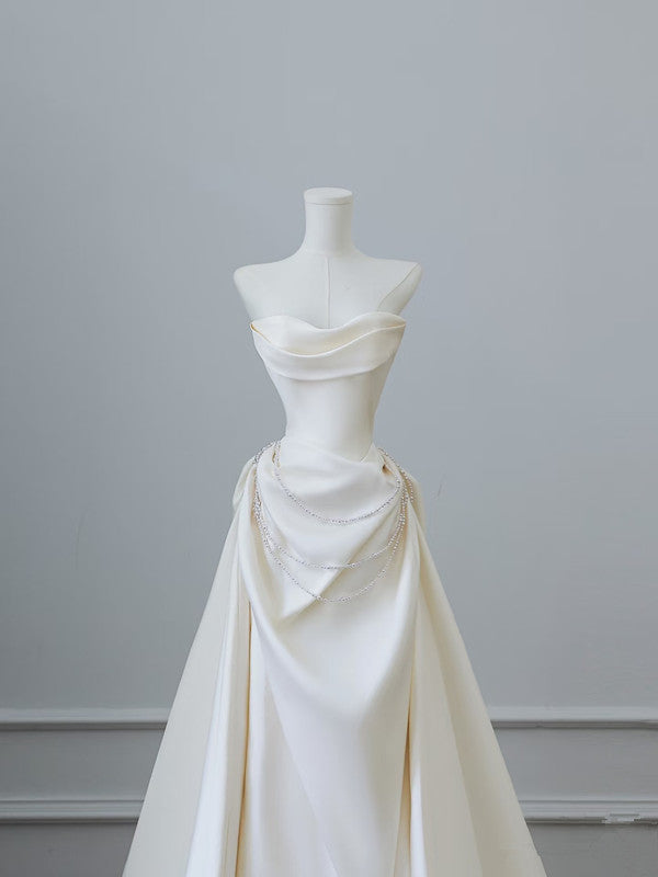 Mermaid Strapless Long Wedding Dresses With Short Sleeves Brides Dress S3817 HZ0628