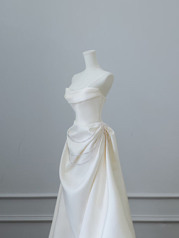 Mermaid Strapless Long Wedding Dresses With Short Sleeves Brides Dress S3817 HZ0628