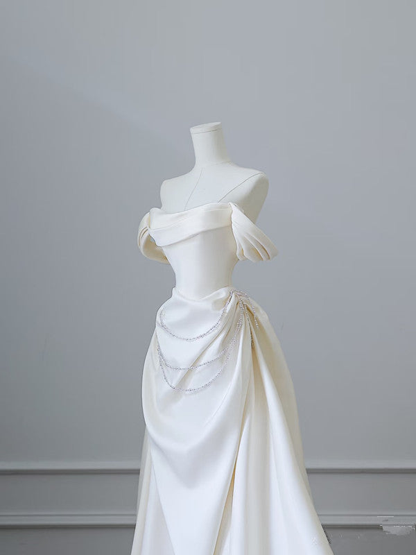 Mermaid Strapless Long Wedding Dresses With Short Sleeves Brides Dress S3817 HZ0628