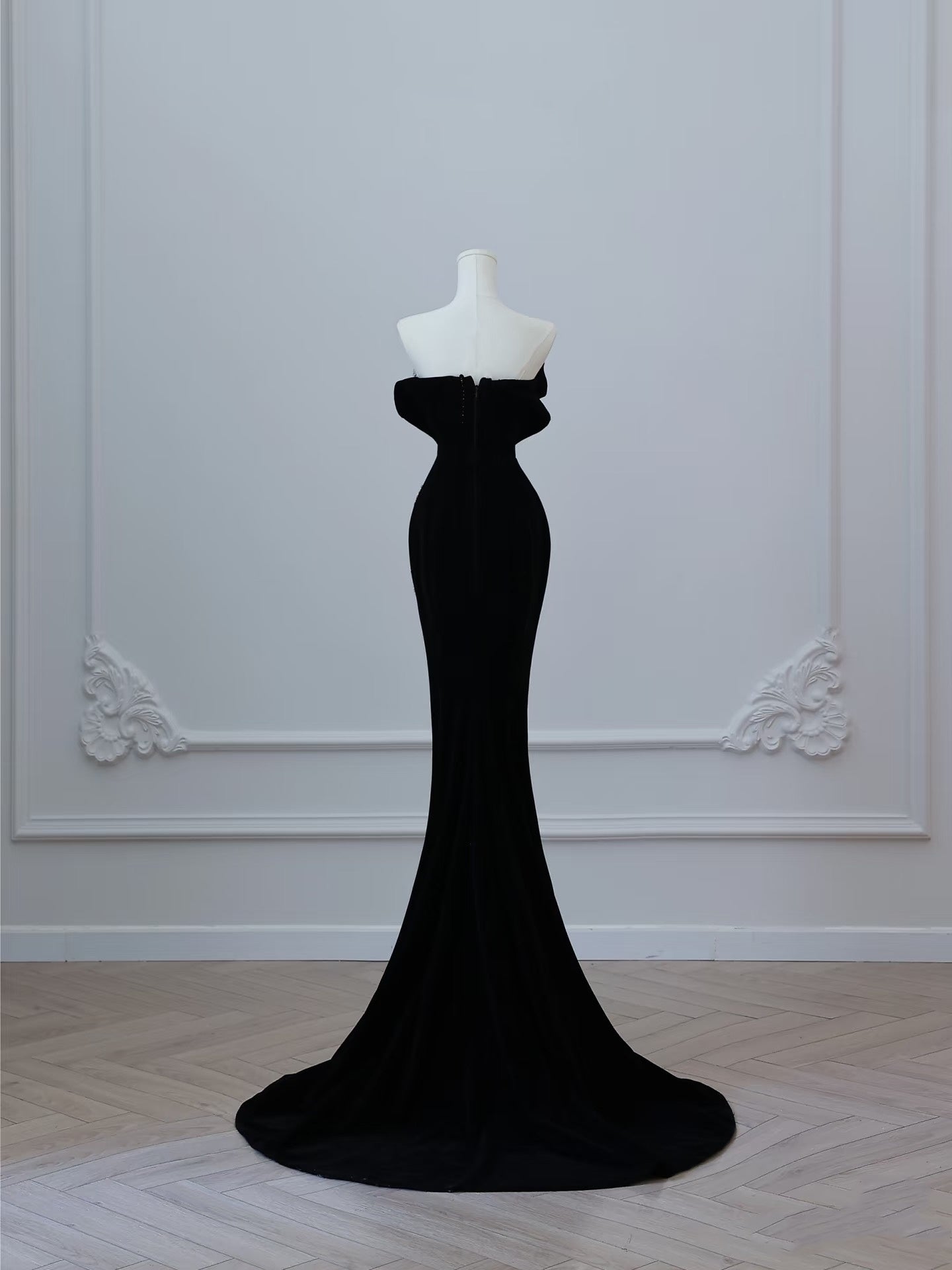 Mermaid Sweetheart Black Long Prom Dresses Evening Gowns S3873 HZ0628