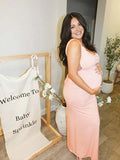 Solid Color Bow Tank Backless Mermaid Elegant Cocktail Party Maternity Baby Shower Maxi Dress Maternity