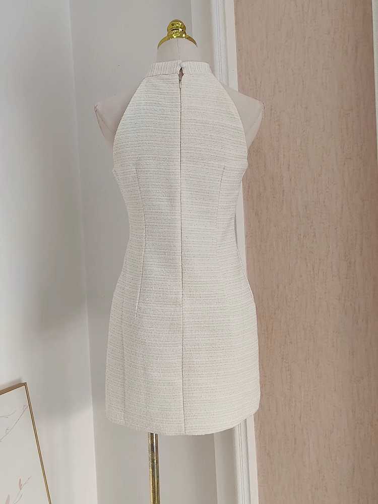 A line Halter White Satin Short Homecoming Dresses Birthday Outfits SD403