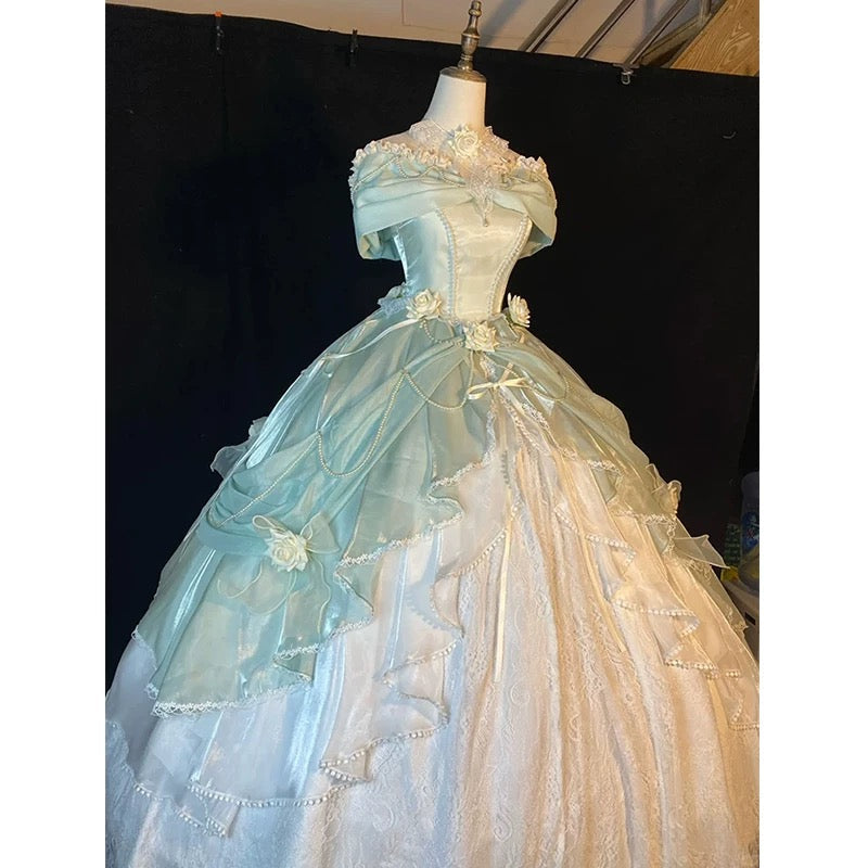Ball Gown Sweetheart Satin Short Sleeves Long Evening Gown Prom Dresses SD1433 HZ0628