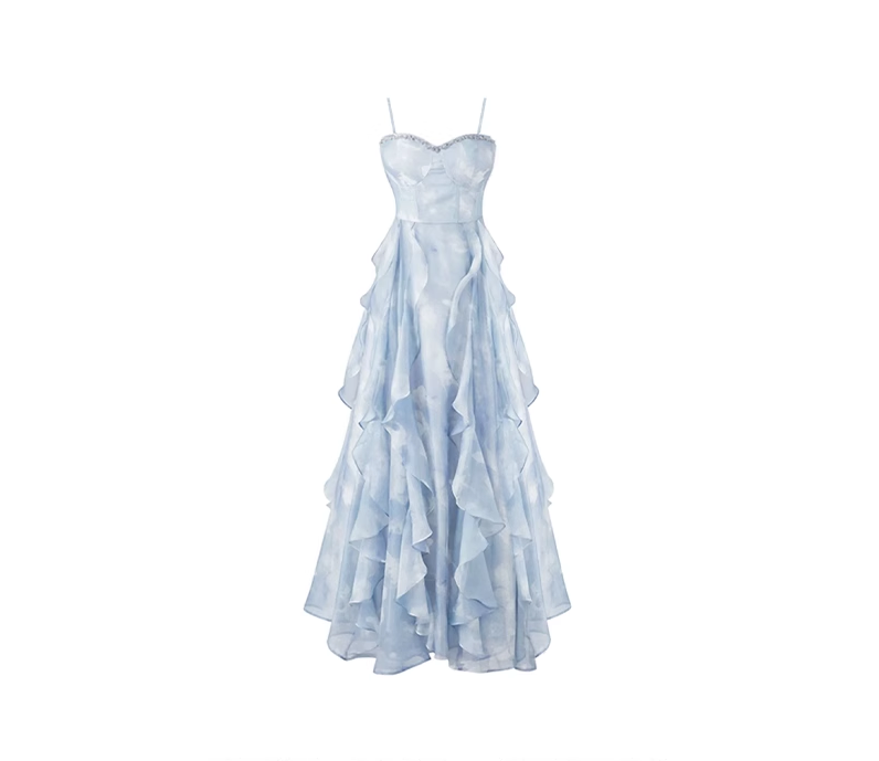 blue suspender dress women's summer new style seaside holiday beach dress SD233