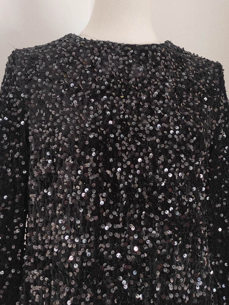 A line Scoop Black Travel Vacation Dresses Short Sequin Birthday Dress SD320