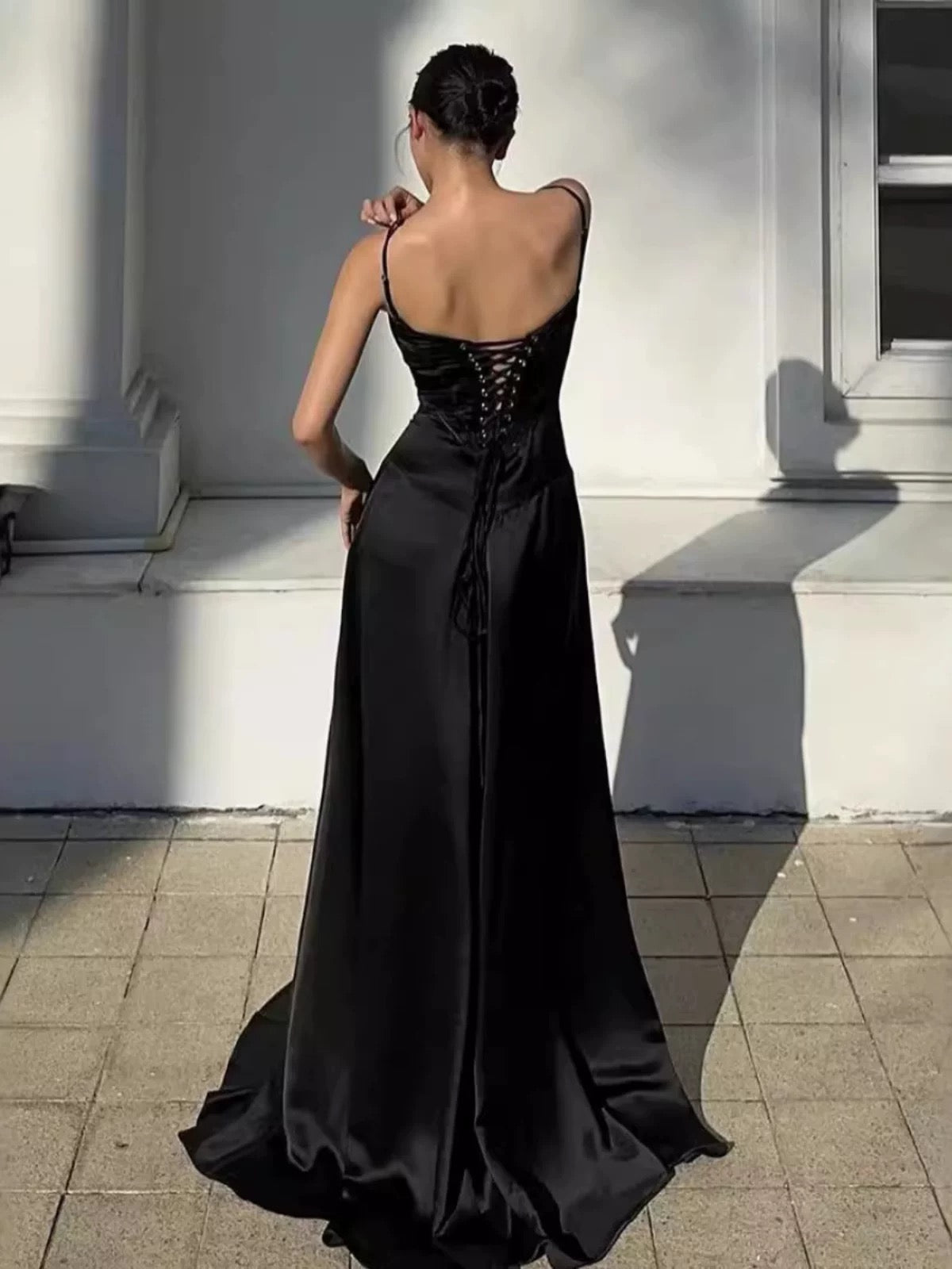 A line Spaghetti Straps Pink Satin Long Party Dresses Prom Dresses SD2705 HZ0628