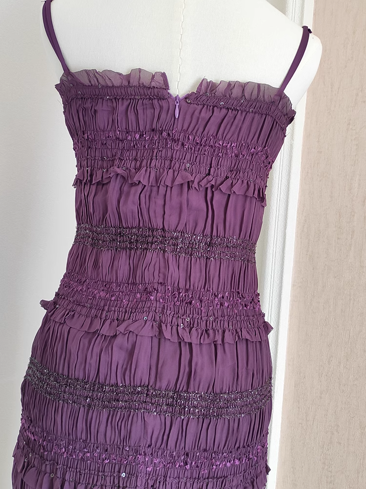 Sheath Spaghetti Straps Grape Sleeveless Party Dress Holiday Birthday Dresses For Women SD357