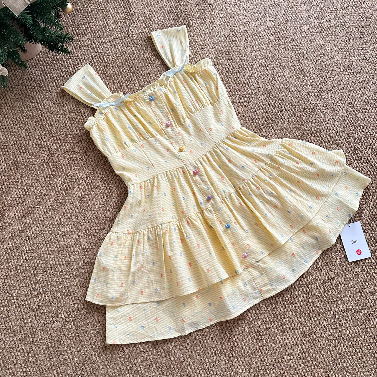 A line Strapless Sleeveless Yellow Floral Holiday Dresses Beach Dress Birthday Outfits SD289